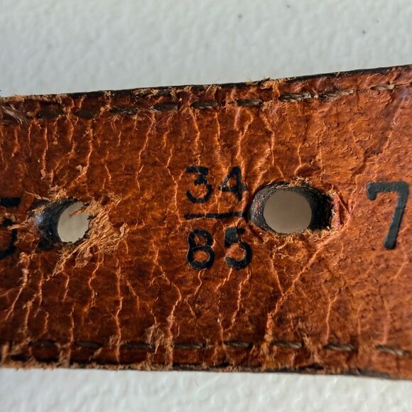 Lands' End Women's Surcingle Belt Sz 34 Black Brown Leather Gold Tone Buckle - Picture 5 of 6